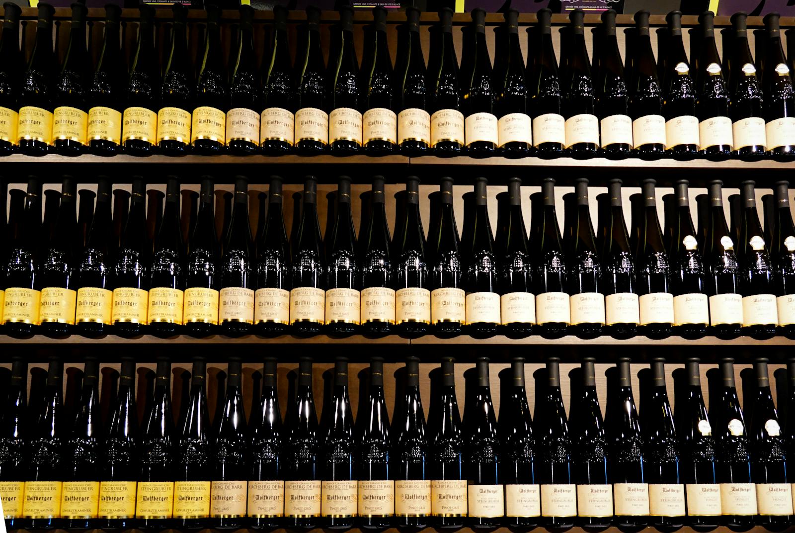 Elegant circular wine display in a boutique shop